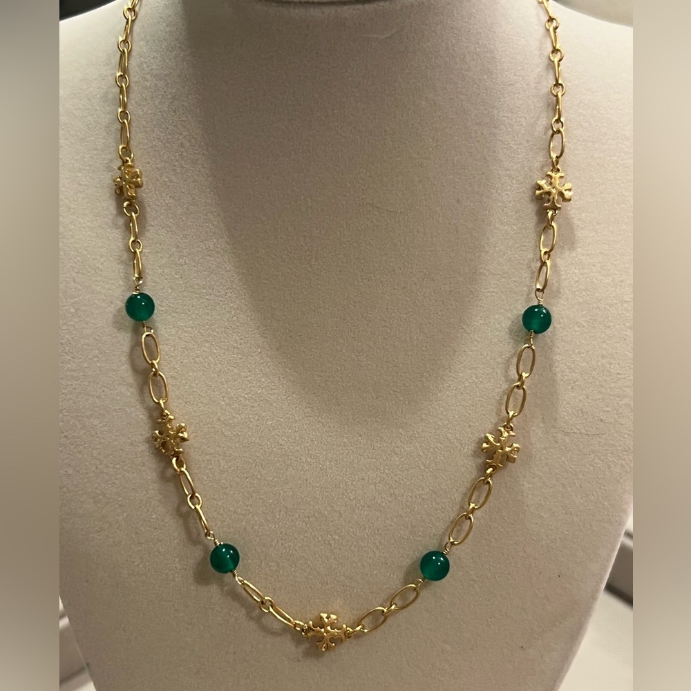 Tory Burch Gold and Green Necklace